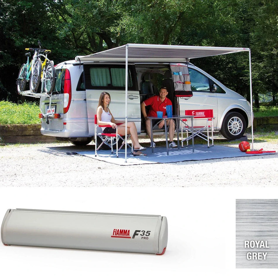 Fiamma Titanium F35 Pro 300cm Sun Shade Awning  Royal Grey Fabric