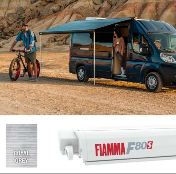 Fiamma Polar White F80S 320 Campervan Awning – Royal Grey
